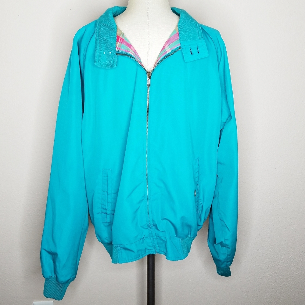 Eddie Bauer VTG Teal Plaid Lined Soft Shell Jacket - Picture 1 of 5
